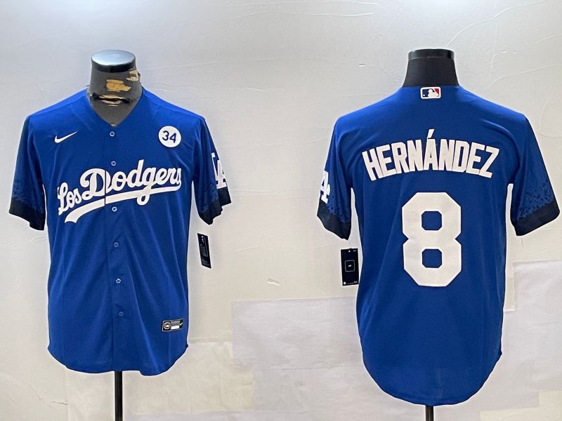 Men Los Angeles Dodgers #8 Hernandez Blue Game 2024 Nike MLB Jersey style 11213